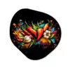 Groente - Peper - Knoflook - Graffiti - Verf - Kleurrijk Wandcirkel Organisch Forex 3mm klein -3d