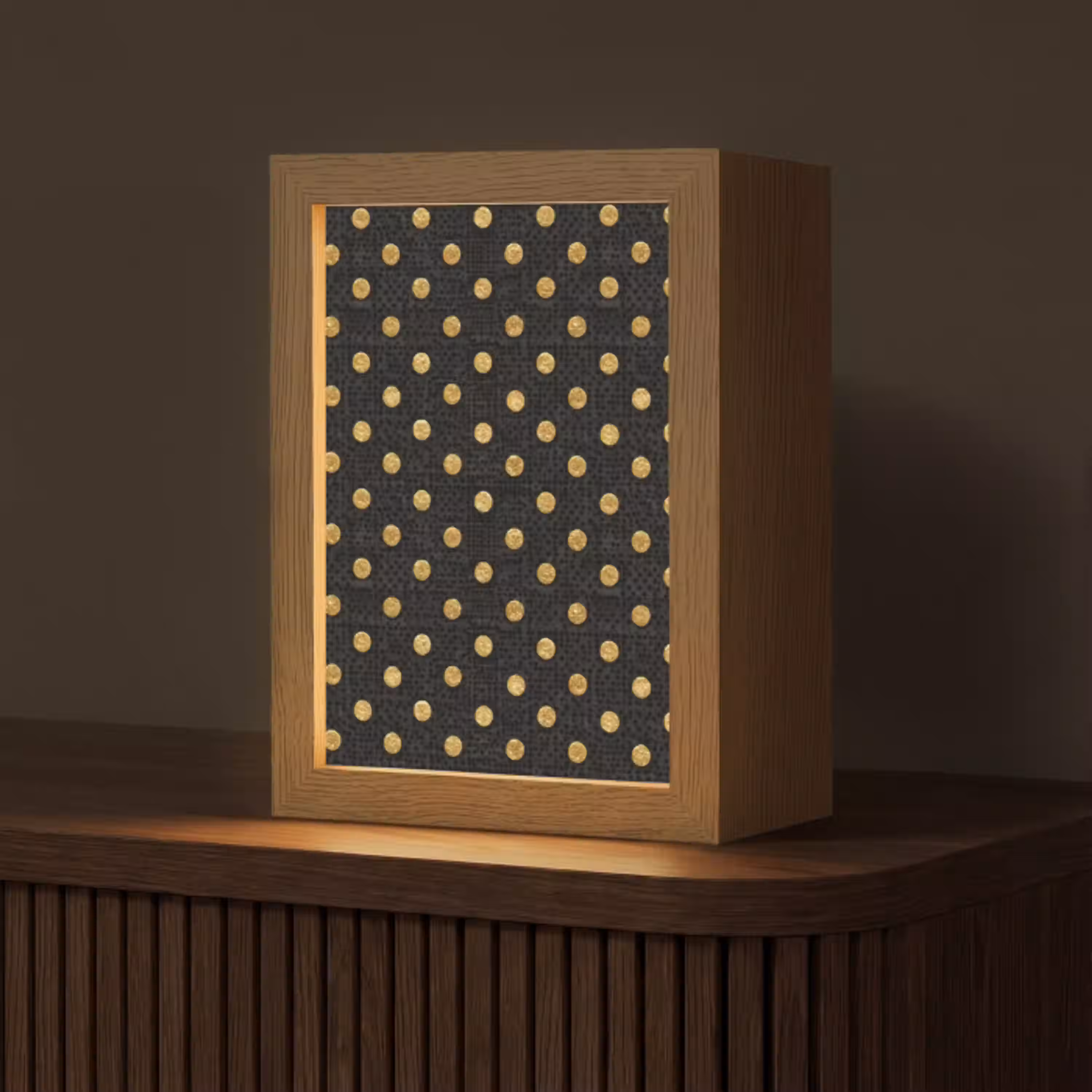 Polka Dot - Stippen - Goud - Zwart Light Box met kabel (Tafellamp) klein 925 -z3d_website