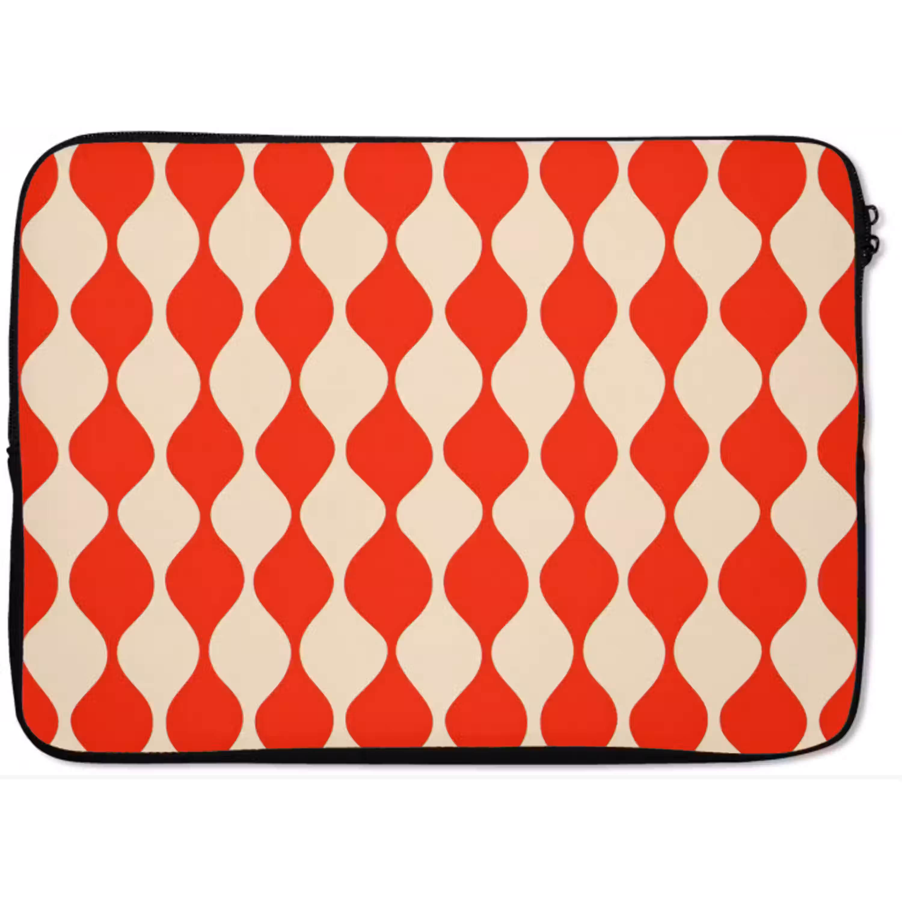 Golvend patroon - Retro - Rood - Beige laptophoes neopreen klein 279 -zkaufland3dotto