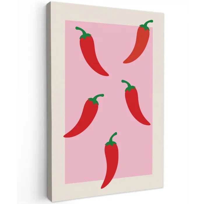 Pepers - Rood - Illustratie Tuinposter op houten frame 2 cm dik klein -3d