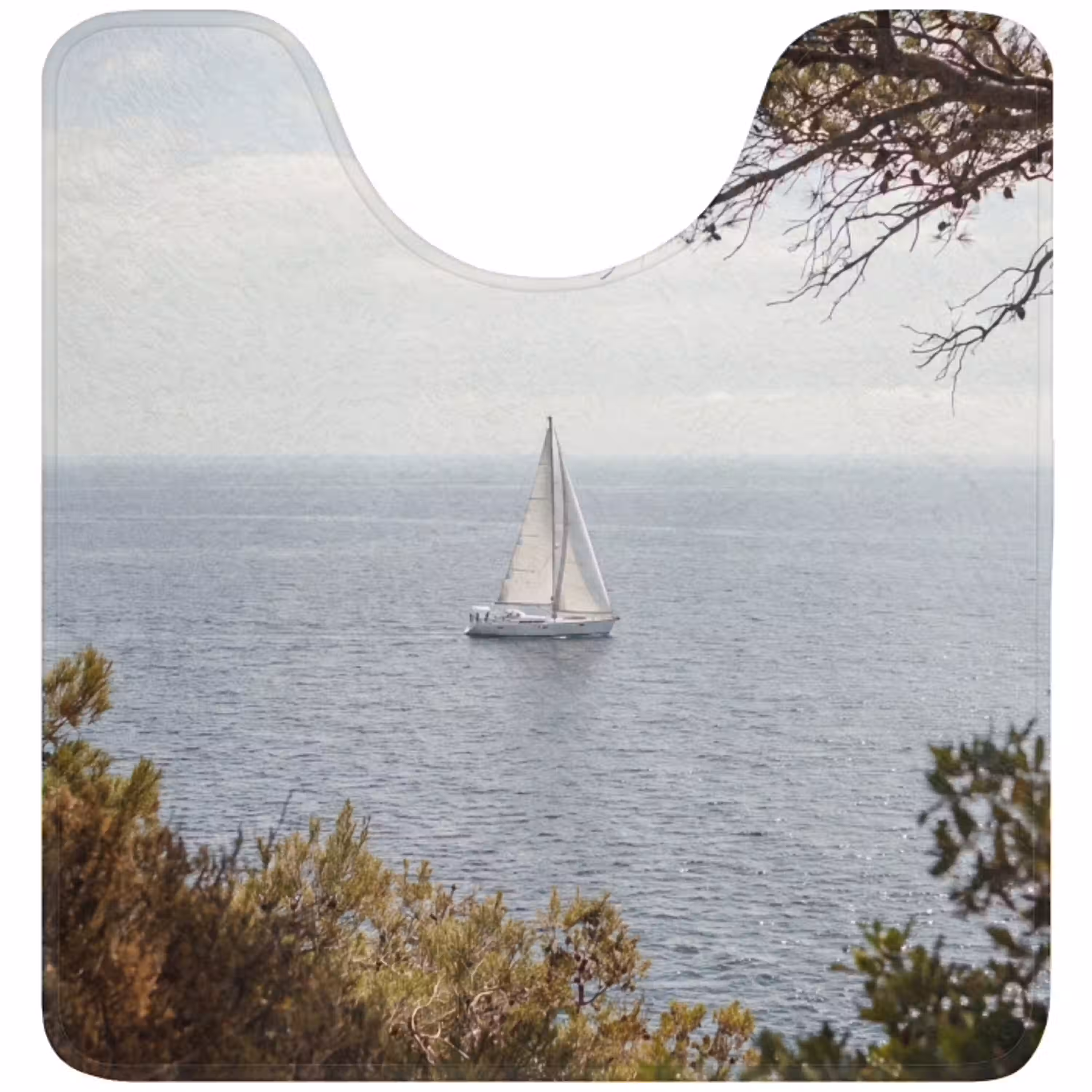 Zeilboot - bomen - water WCmat U-uitsnede middel -3d