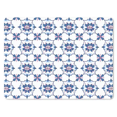 Modern - Patroon - Blauw - Roze muismat rubber klein 262 -3d