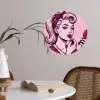 Vintage - Vrouw - Roze Wandcirkel behangsticker klein -sfeer3