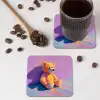Teddybeer - Schaduw - Penseelstreken - Paars onderzetter kurk middel -sfeer2