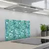 Palmbladeren - Sierlijk - Blauw - Groen keuken achterwand spatscherm klein 900 -3d_schuin