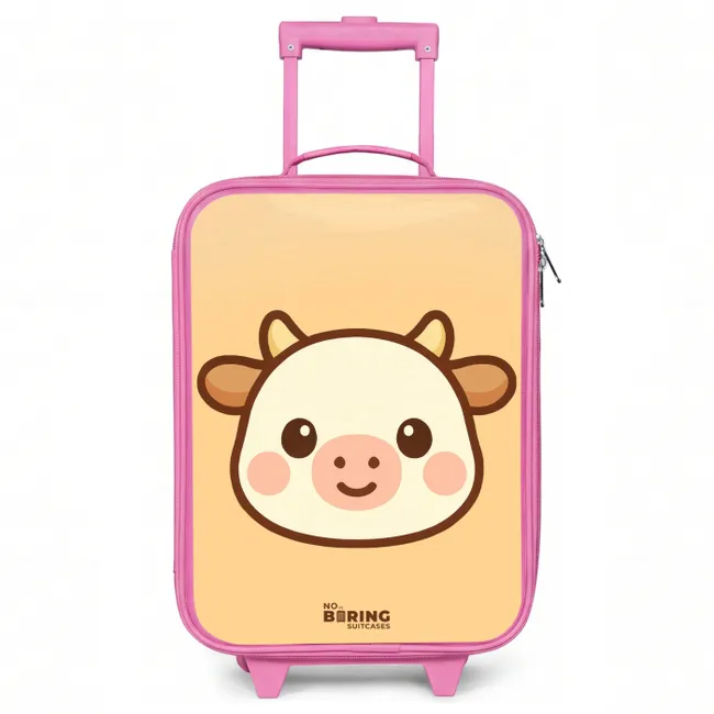 Kids’ Suitcase - Pink - Kawai - Cow - Brown