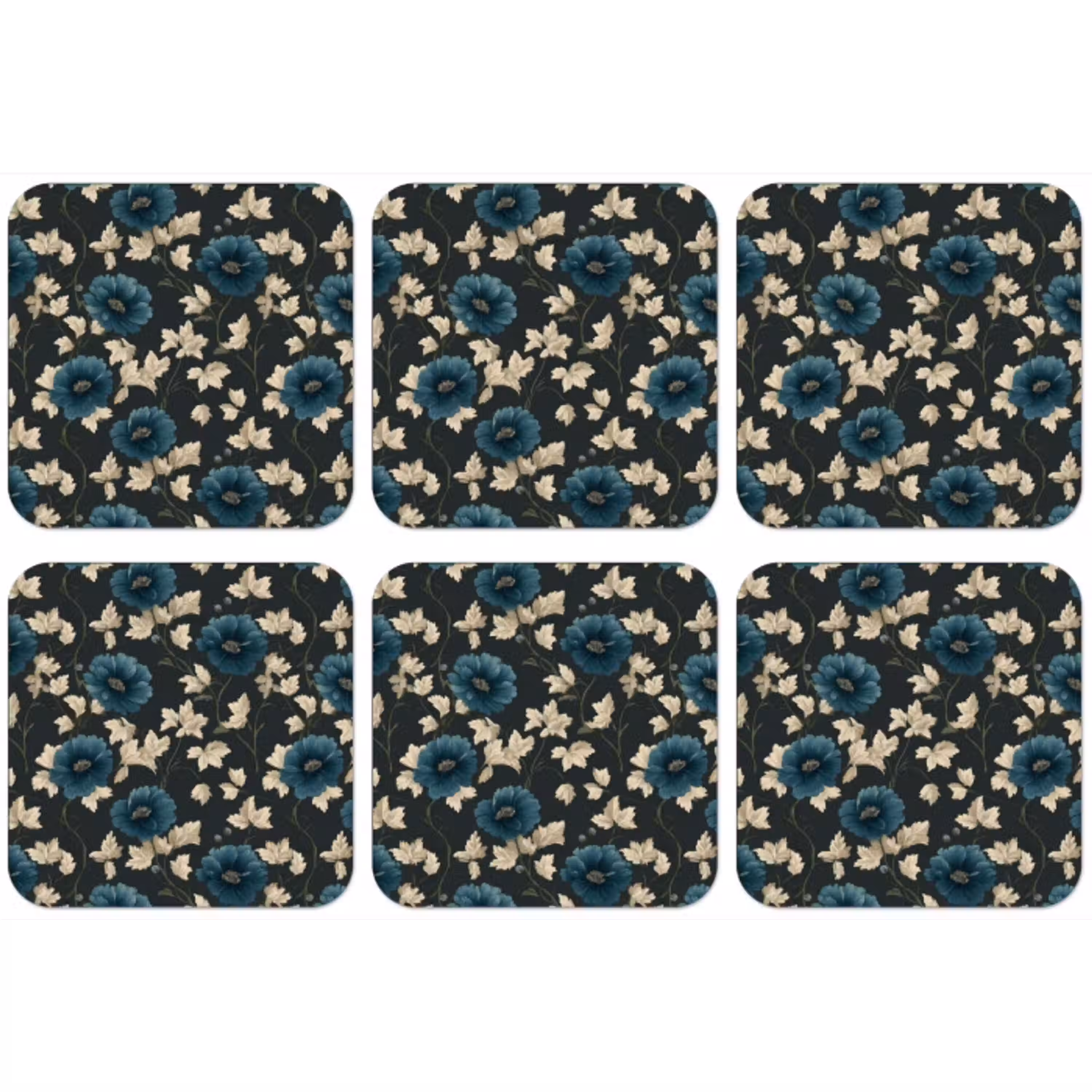 Botanisch - Bloemen - Blauw onderzetter kurk middel 366 -zkaufland3dotto