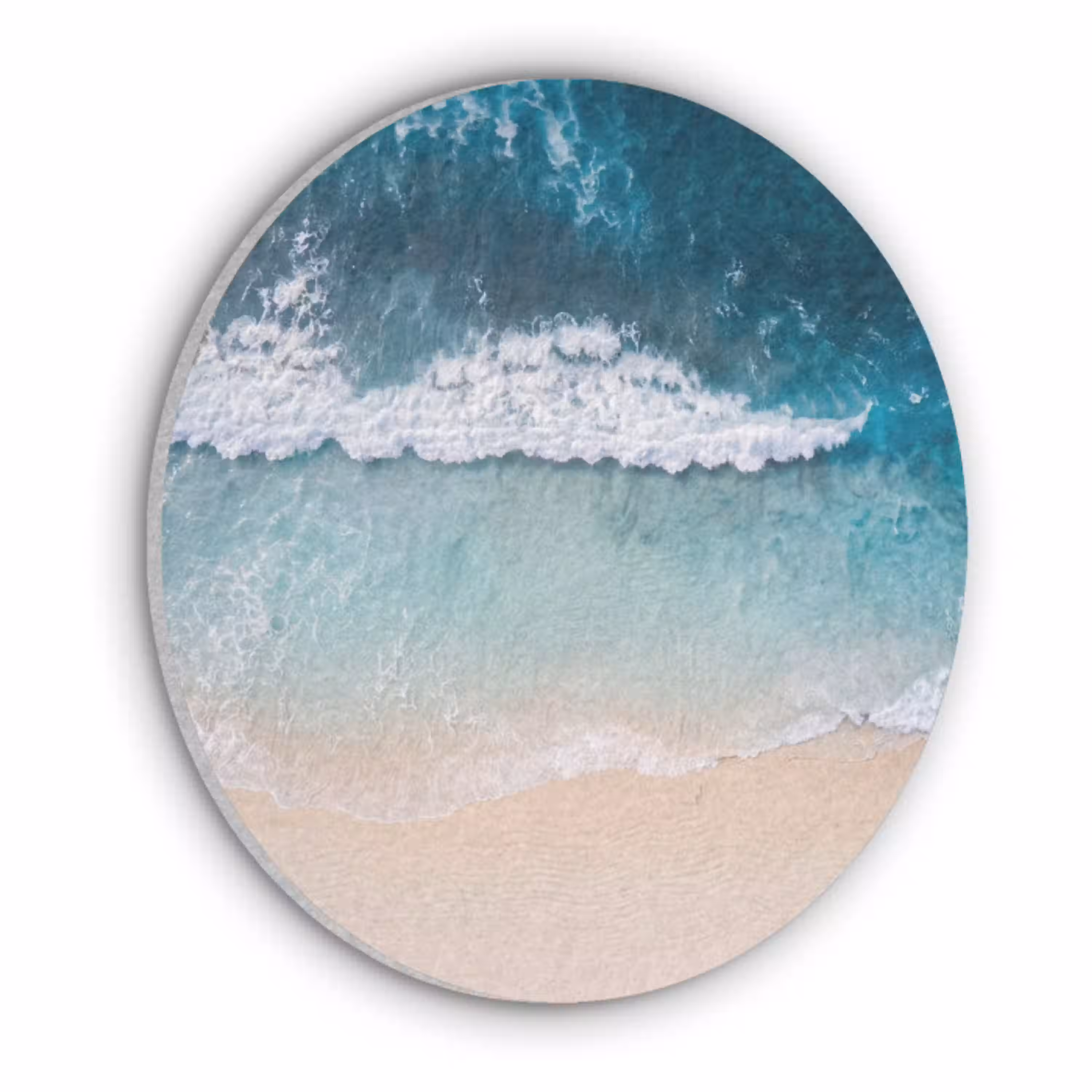 Strand - Zee - Golven - Natuur - Blauw Akoestische PET Vilt - Rond klein -3d