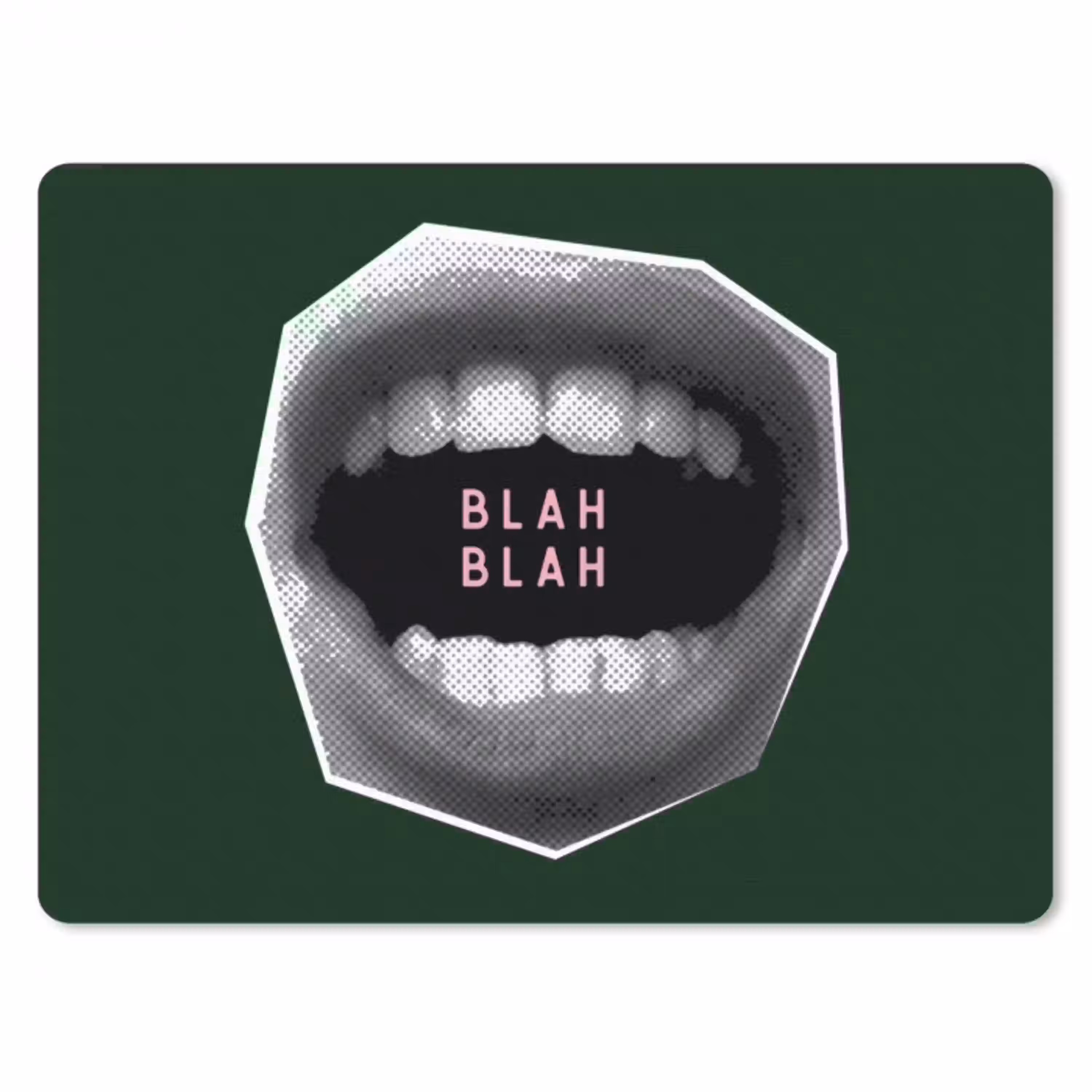 Mond - Groen - Illustratie - BLAH BLAH muismat rubber klein -3d