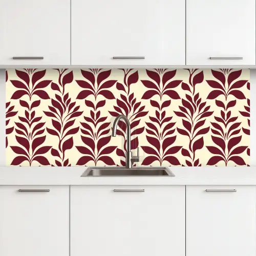 Abstract - Bladeren - Burgundy keuken achterwand 2 middel 871 -3d