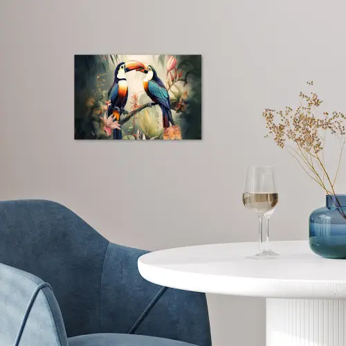 Toekan - Vogels - Bloemen - Natuur - Jungle poster papier klein -sfeer3
