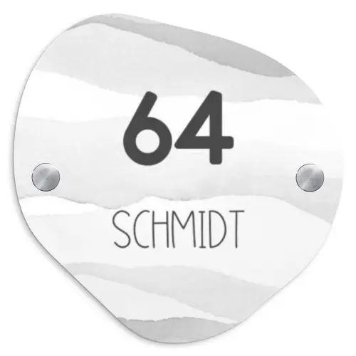 Aquarel - Grijs - Modern Naambord Organisch middel -3d