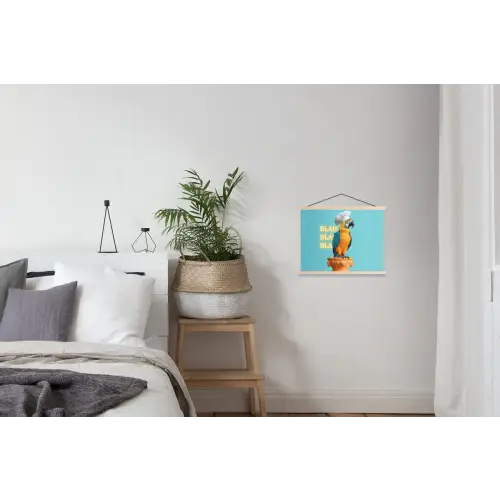 Papegaai - Koksmuts - Quote - Neon textielposter latten blank klein -woonkamer