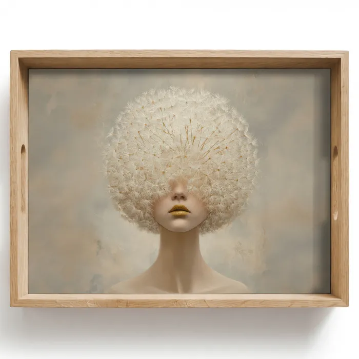 Dromerig - Beige - Paardenbloemzaadjes Dienblad Rechthoek middel -z3d_shopping