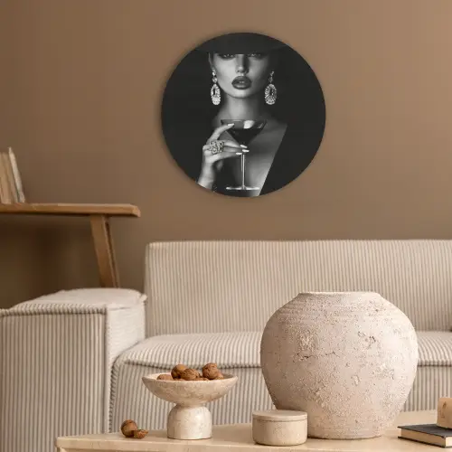 Vrouw - Cocktail - Chic Akoestische PET Vilt - Rond klein -sfeer1