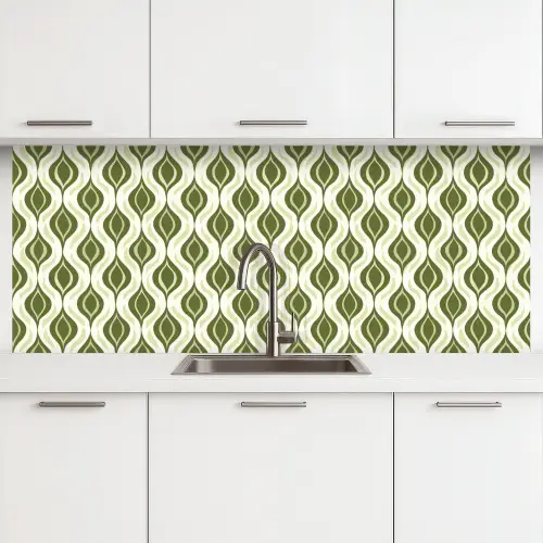 Patroon - Retro - Groen keuken achterwand 2 middel 871 -3d