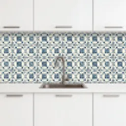 Grafisch - Tegel - Blauw keuken achterwand 2 middel 871 -3d