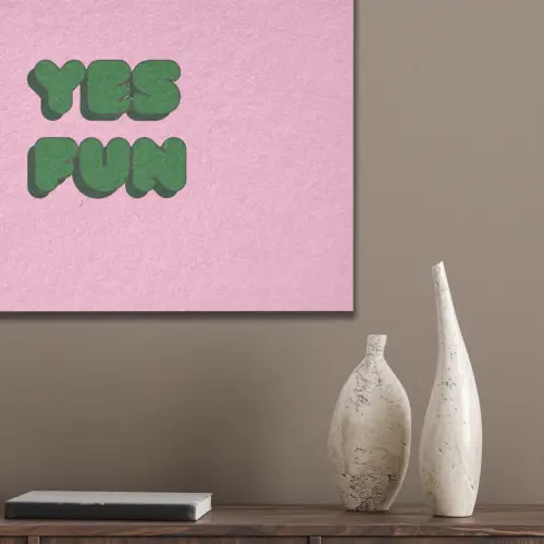 Yes fun - Groen - Roze PET vilt klein -sfeer6_closeup