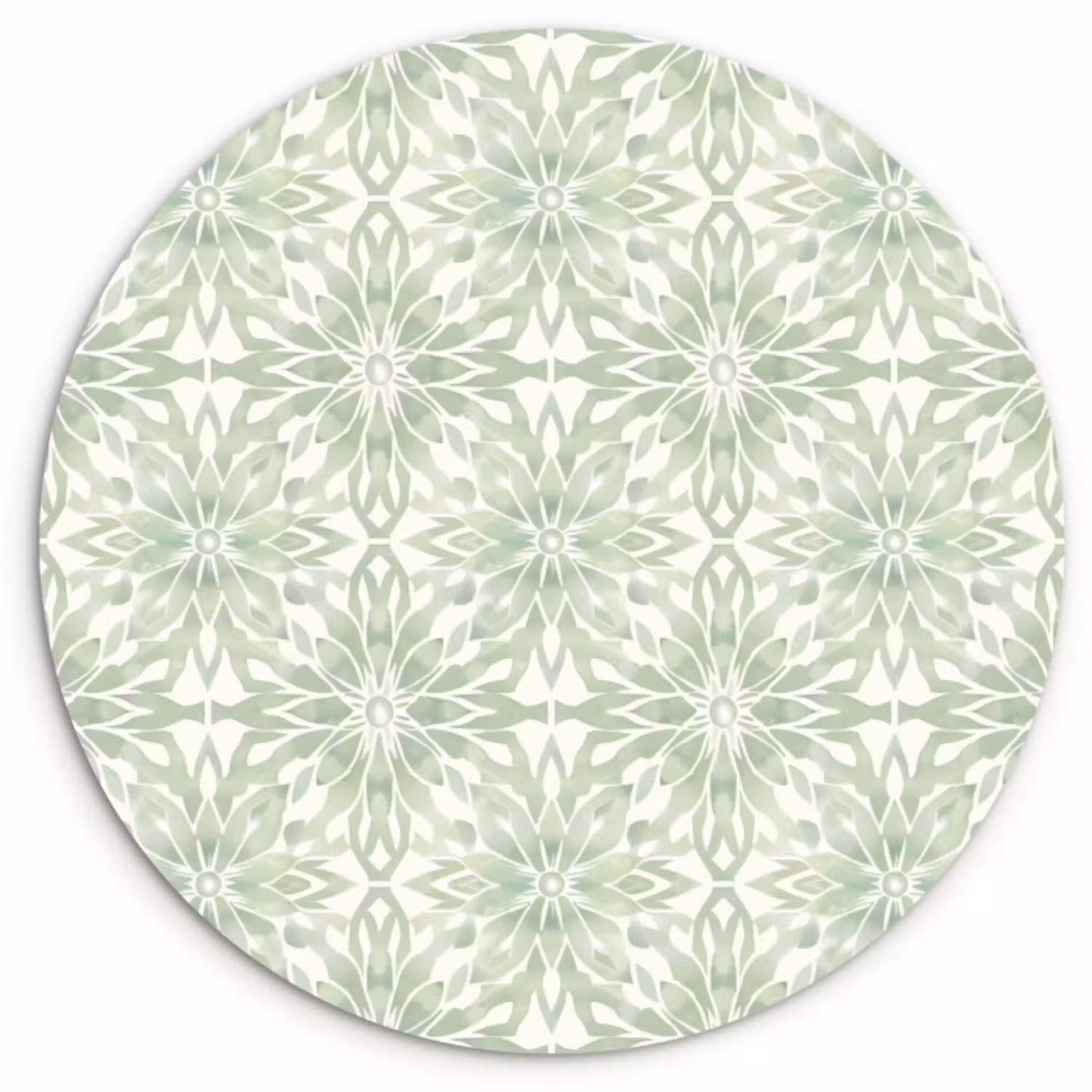 Saliegroen - Symmetrisch - Mandala - Ornament - Patroon Wandcirkel kunststof plaat 5mm dik klein 188 -3d