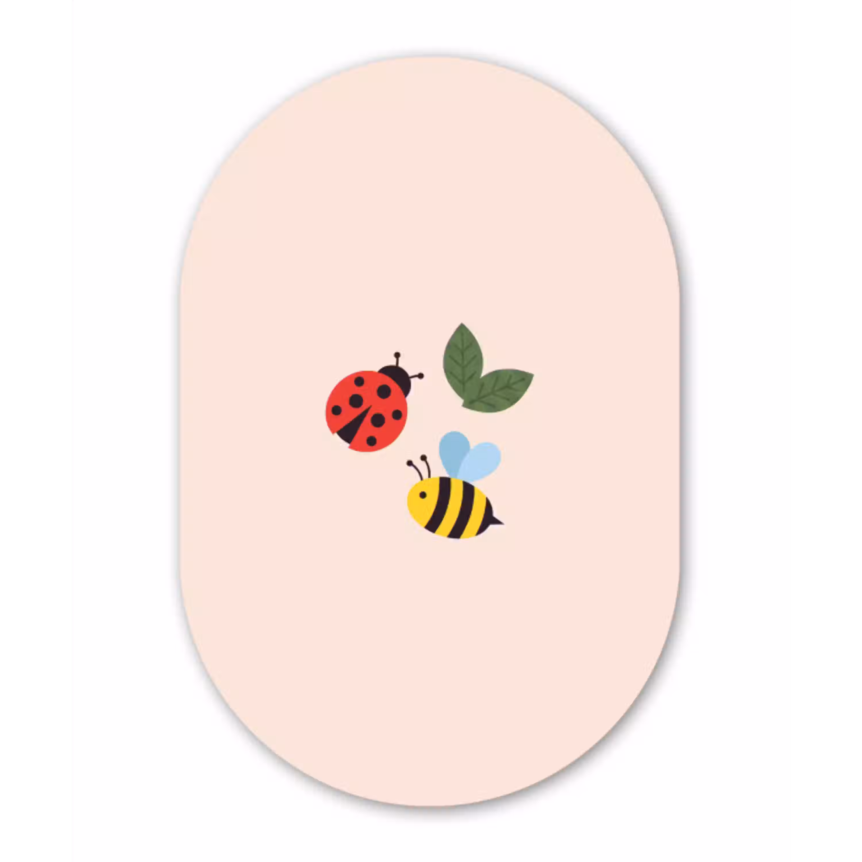 Insect - Blad - Natuur - Speels - Illustratie Wandcirkel Ovaal Aluminium middel -3d