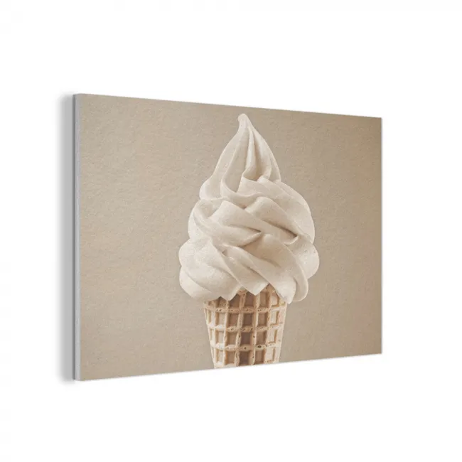 Akoestisch schilderij - IJs - Softijs - Romig - Hoorntje - Beige