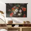 Stilleven met bloemen en een horloge - Schilderij van Abraham Mignon Wandkleed katoen middel -sfeer5