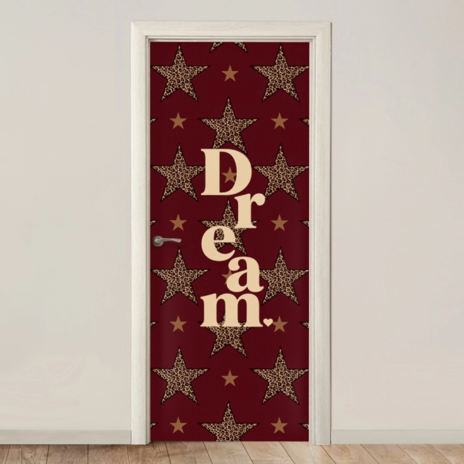 Sterren - Luipaardprint - Dream - Bordeaux deurposter klein -3d_beige