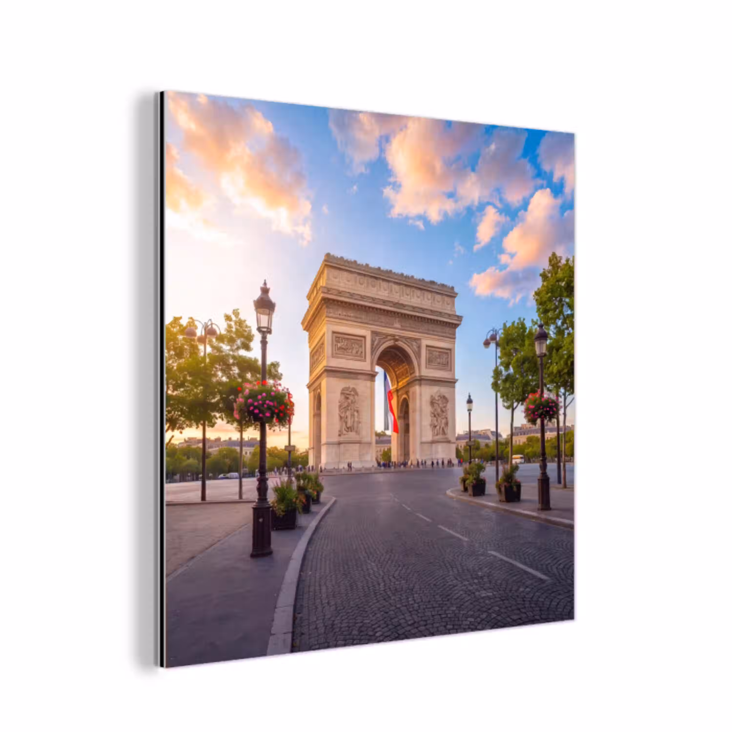 Monument - Parijs - Zonsondergang - Architectuur - Goud aluminium wit klein -3d