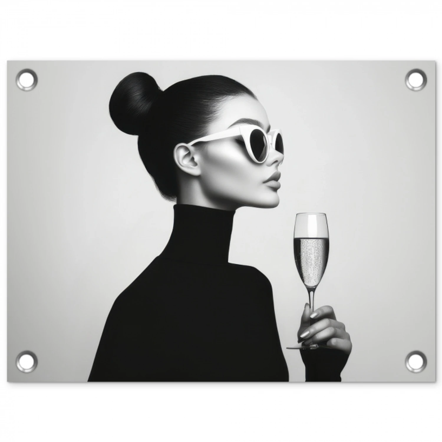 Vrouw - Champagne - Modern tuinposter los doek klein -3d