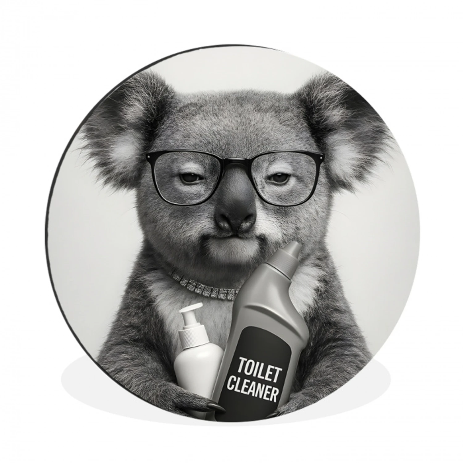 Koala - Bril - Toilet Wandcirkel aluminium klein -3d