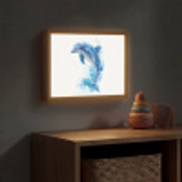 Dolfijn - Water - Blauw Light Box met batterij (Wandlamp kind) middel -sfeer5_kind