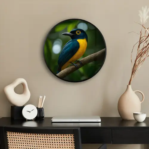 Vogel - Tak - Geel - Bladeren Fotolijst rond zonder passe partout klein -sfeer1
