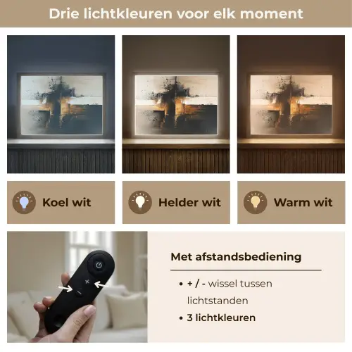 Modern - Zwart - Verf - Goud Light Box met batterij (Wandlamp) middel -USP_lichtkleurNL