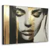 Ogen - Gezicht - Goud - Strepen Textielframe zwart klein -3d