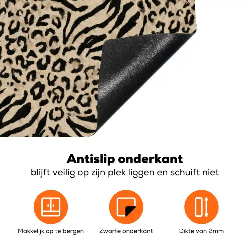 Giraf - Zebra - Motief - Bruin Inductie beschermer vinyl 3mm klein 276 -zzzzzzz-td-onderkant