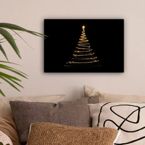 Magisch - Kerstboom - Lichtspiralen - Zwart canvas 2cm klein -sfeer1