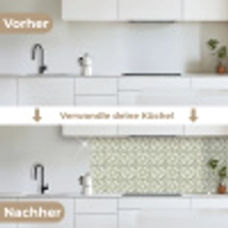 Krulornament - Tegel - Groen keuken achterwand 2 middel 871 -voor-na_DE