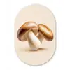 Champignons - Zacht - Beige Wandcirkel Ovaal Glas middel -3d