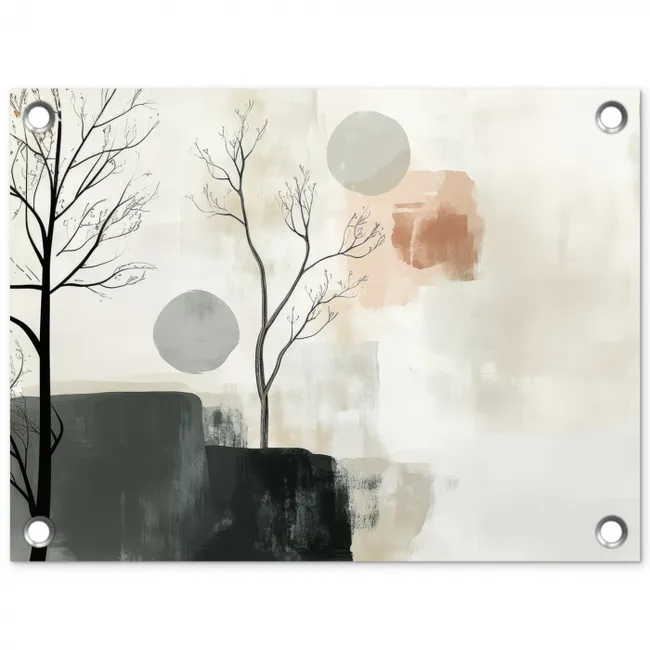 Wabi sabi - Beige - Plant tuinposter los doek klein -3d