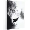 Boot - Rivier - Bamboe - Wit Tuinposter op houten frame 2 cm dik klein -3d