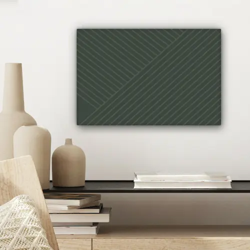 Lijnen - Abstract - Groen - Minimalistisch canvas 2cm klein -sfeer6