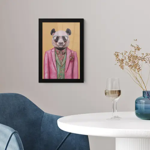 Panda - Pak - Zonnebril - Blauw fotolijst zwart zonder passe partout klein -sfeer4