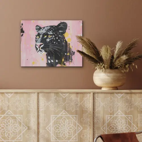 Zwart - Panter - Roze - Abstract PET vilt klein -sfeer4