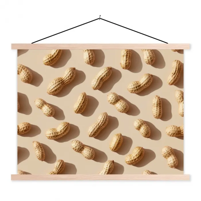 Pinda's - Patroon - Beige textielposter latten blank klein -3d