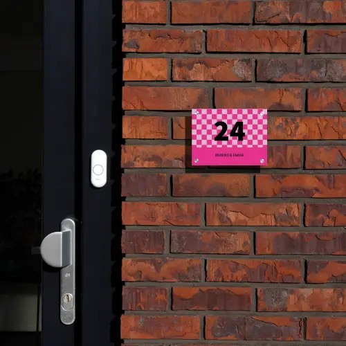 Roze blokjes - Klassiek Naambord Rechthoek middel -sfeer1-rechthoek-S