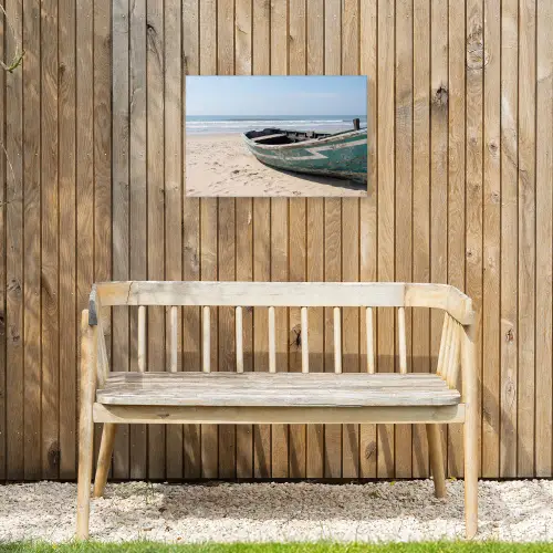 Boot - Zandstrand - Zee Tuinposter op houten frame 2 cm dik klein -sfeer4