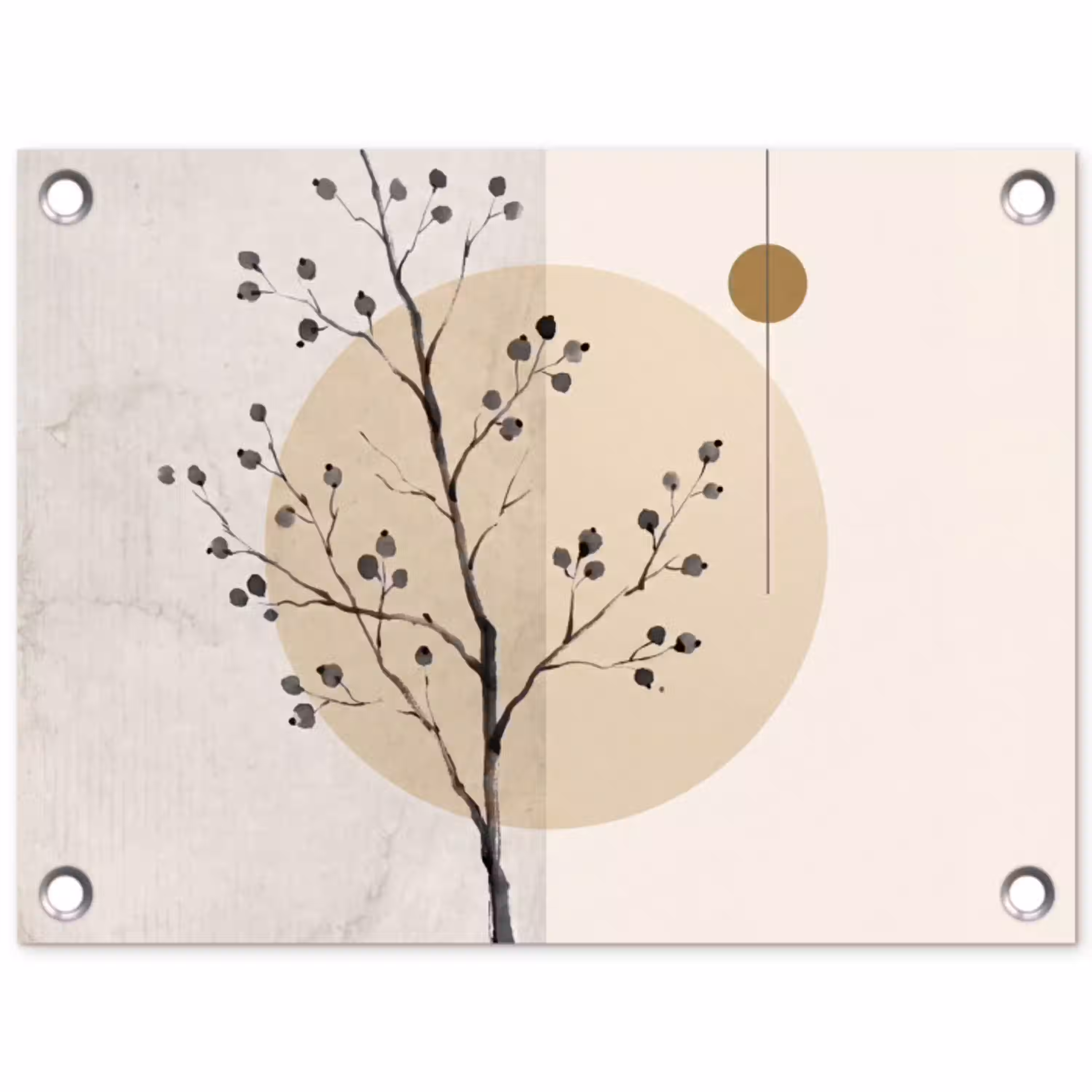 Plant - Abstract - Beige tuinposter los doek klein -3d
