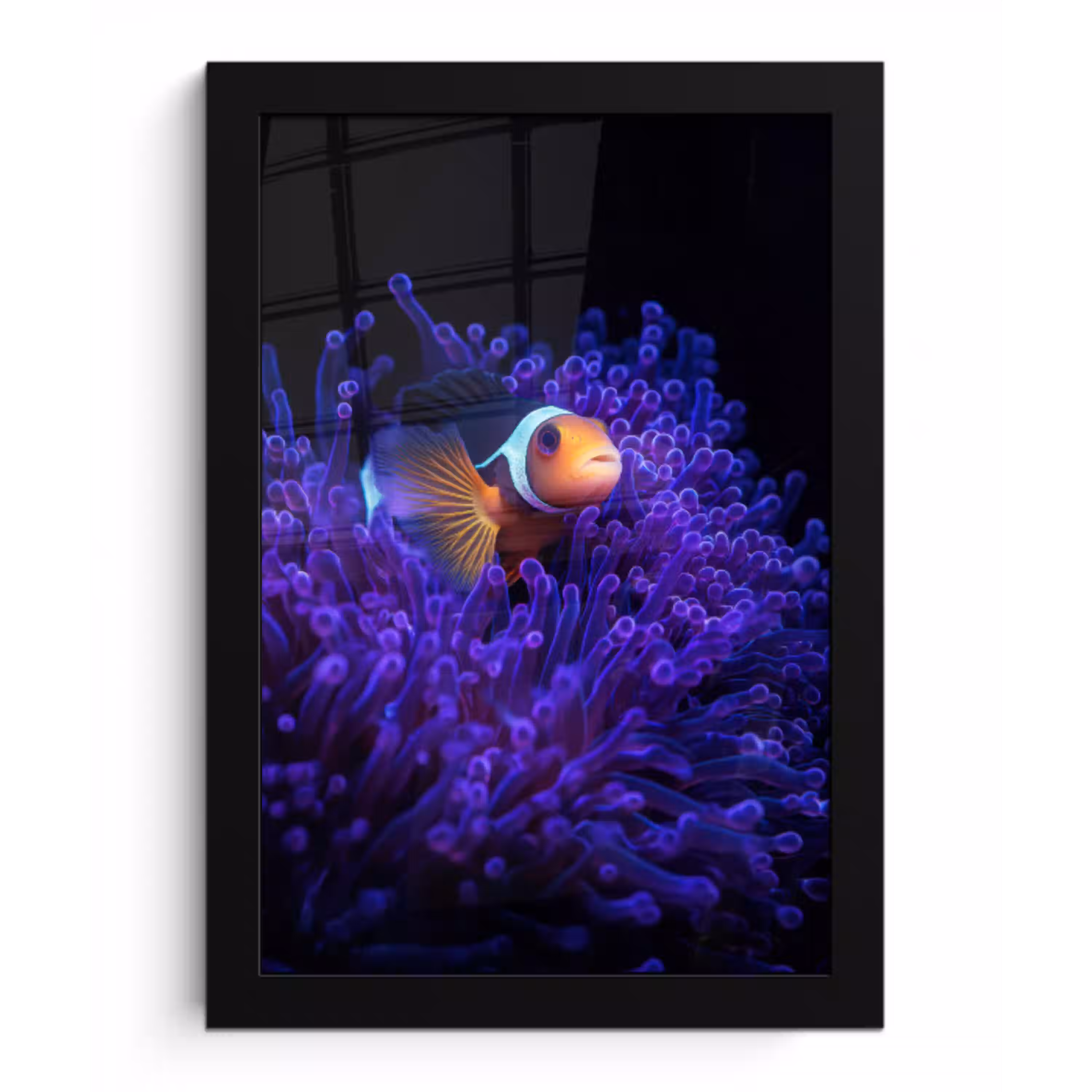 Koraal - Vis - Oranje - Zee fotolijst zwart zonder passe partout klein -3d