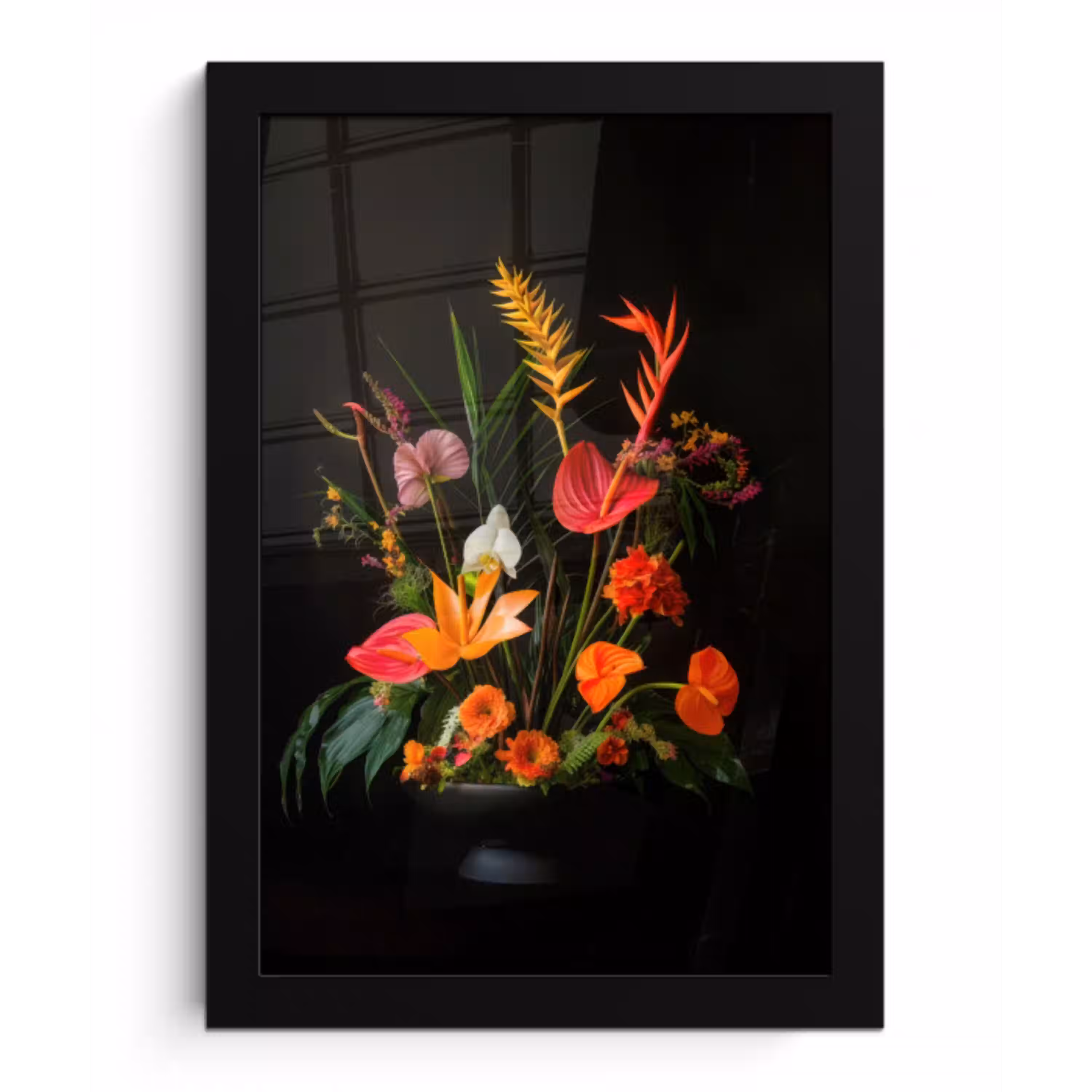 Schaal - Boeket - Bloemen fotolijst zwart zonder passe partout klein -3d