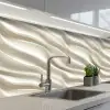 Diagonaal - Golven - Crème keuken achterwand 2 middel 871 -3d_schuin